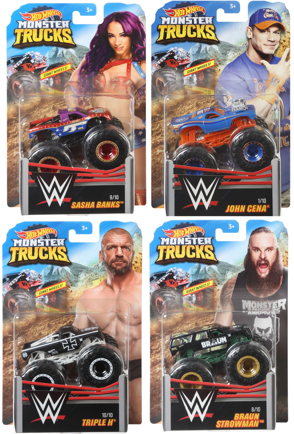 4 x Monster Truck Set - WWE Hot Wheels Monster Trucks