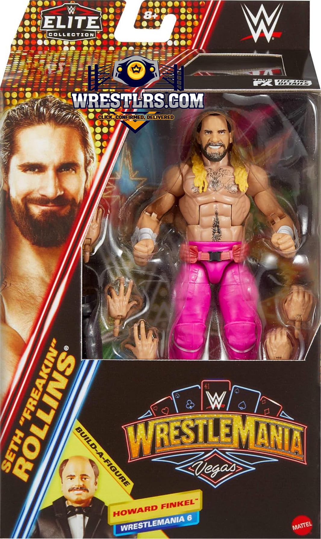 Mattel WWEエリートアクションフィギュア&アクセサリー、シリーズ#109 セス「フリーキン」ロリンズ 6インチ コレクター収集品  25個の関節ポイントと交換可能な針付き